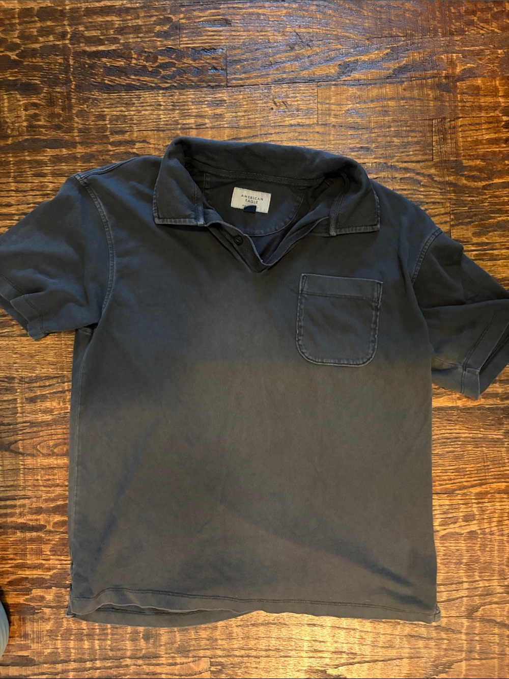 American Eagle Outfitters Men’s Dark Gray Short Sleeve Polo with Chest Pocket